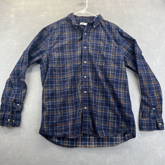 Sonoma Other - Sonoma Mens Size L Dark Navy Blue Tan Button Down Long Sleeve Corduroy Shirt